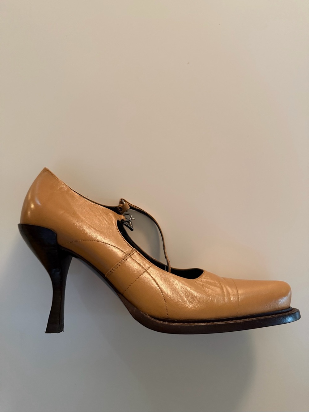 Prada Beige/Tan Leather Mary Jane Heel with Buckle